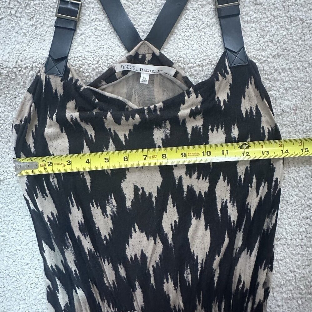 RACHEL Rachel Roy Maxi Dress Women’s XS Cream & Black Print Leather Straps - Picture 11 of 16